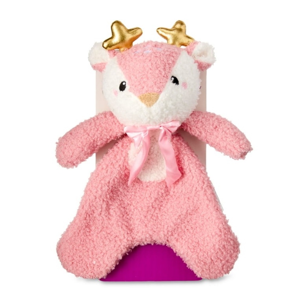 Pink Deer Plush Toy with Gold Antlers